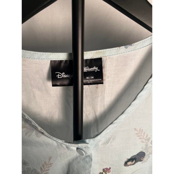 Disney Storybook Princess Print Button Front Dress Blue Puff Sleeve Size M - Picture 2 of 6